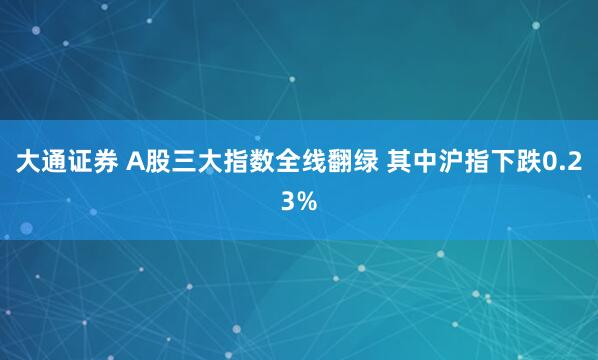 大通证券 A股三大指数全线翻绿 其中沪指下跌0.23%